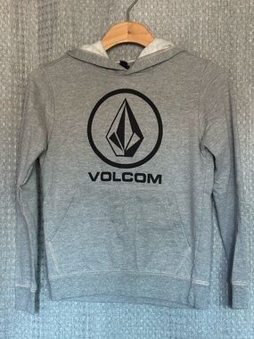 Volcom Youth Small Gray Logo Pullover Hoodie Fleece Sweatshirt Boys Girls